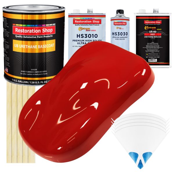 Pro Street Red - Urethane Basecoat with Premium Clearcoat Auto Paint - Complete Fast Gallon Paint Kit - Professional High Gloss Automotive Coating For Sale