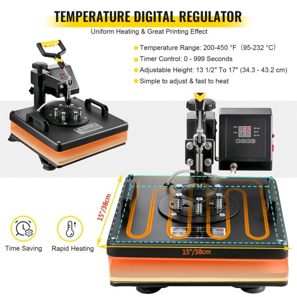 Vevor Heat Press 8-in-1 Sublimation Machine 15  x 15  and 53  Vinyl Cutter Plotter New Fashion - Image 5
