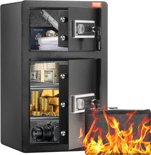 Vevor Safe Box 4.5 Cu. Ft. Double Door 5 Lock Bolts LED Light Dual Alarm System Key Lock and Password New Discount