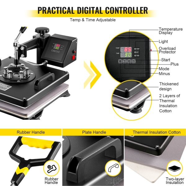 Vevor Heat Press 8-in-1 Sublimation Machine 15  x 15  and 53  Vinyl Cutter Plotter New Fashion - Image 4